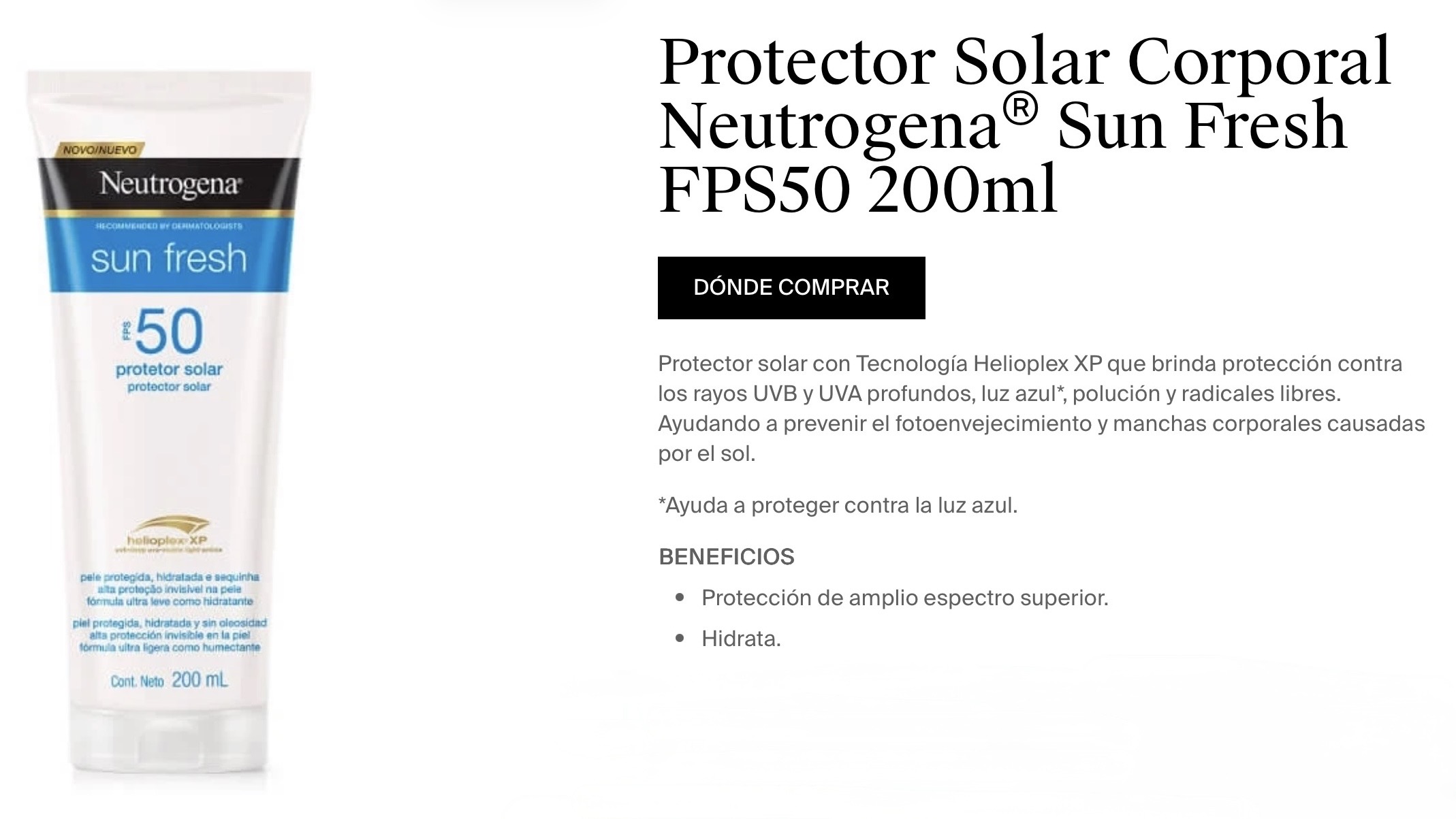 Neutrogena Sun Care product portfolio — J&J Mexico market launch